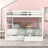 Bellemave® Twin Size Wood Bunk Bed with Two Drawers - Bellemave